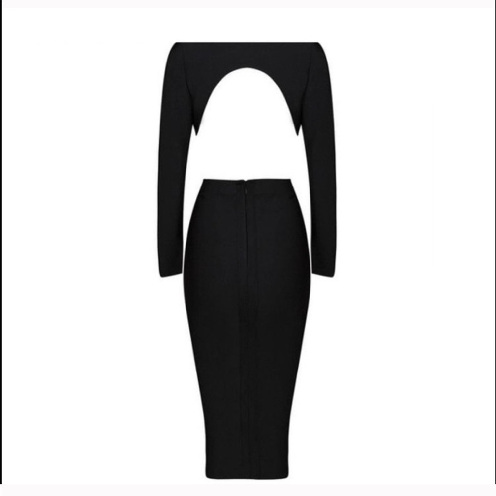 SEXY BLACK BANDAGE DRESS LONG SLEEVE SEXY